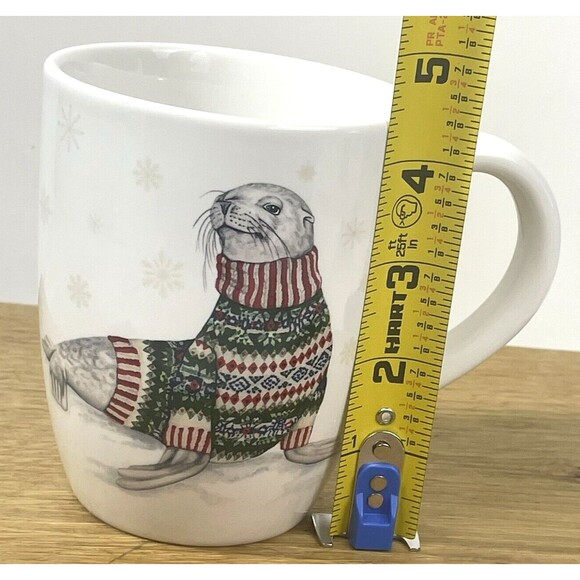 Williams Sonoma Arctic Seal Fair Isle Nordic Sweater Christmas Snow Holiday Mug - Picture 8 of 9